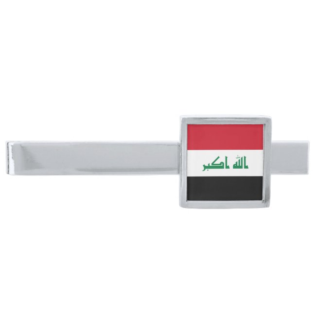 Iraq Flag Silver Finish Tie Bar (Front)