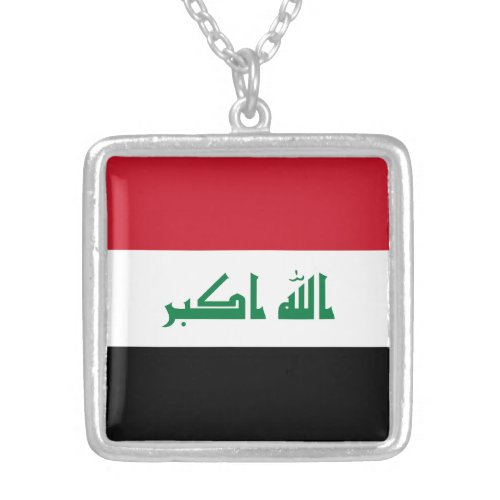 Iraq Flag Silver Plated Necklace