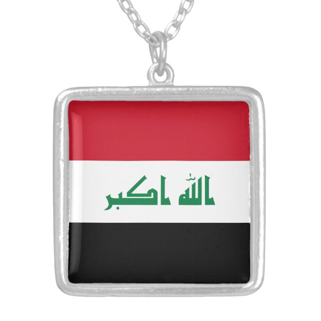 Iraq Flag Silver Plated Necklace (Front)