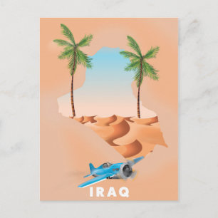 Iraq Illustrated travel poster print. Postcard