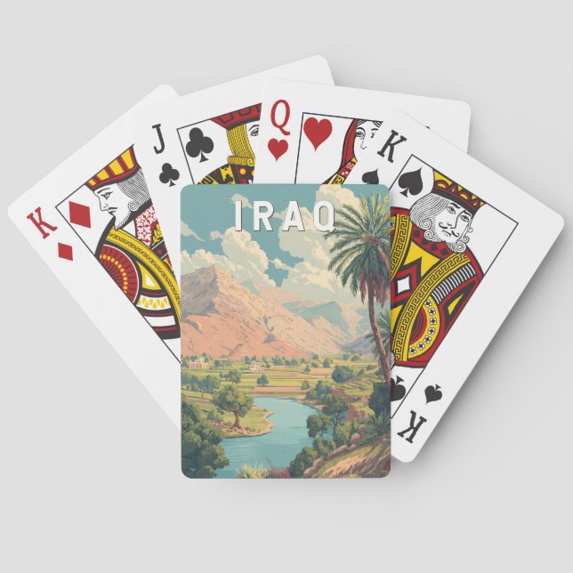 Iraq Illustration Travel Art Vintage Poker Cards (Back)