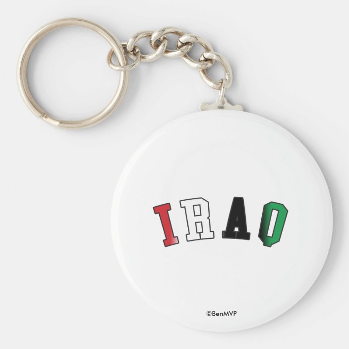 Iraq in National Flag Colors Key Chain