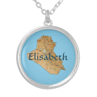 Iraq Map + Name Necklace