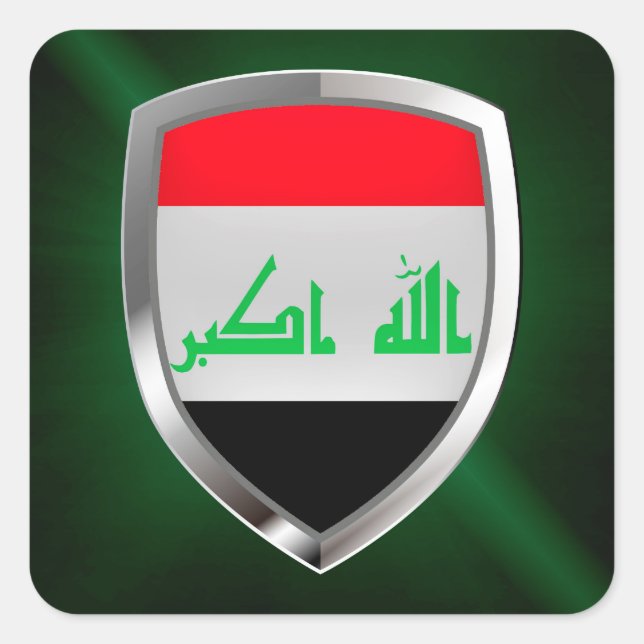 Iraq Metallic Emblem Square Sticker (Front)