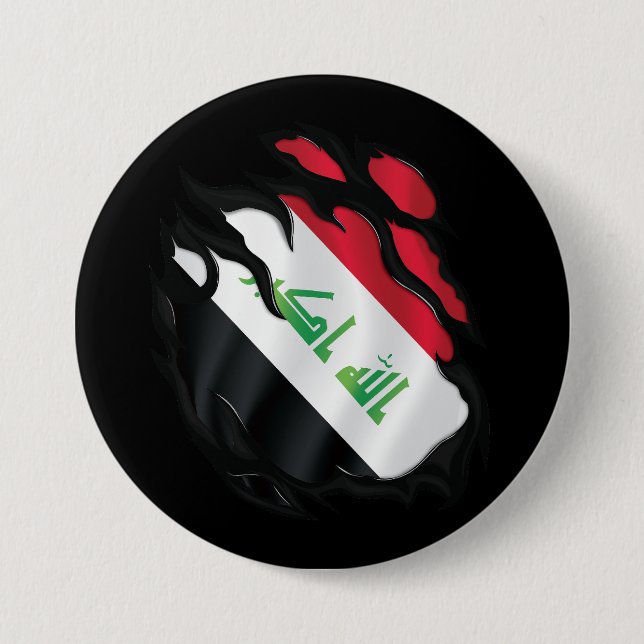 Iraq Ripped Flag Button (Front)