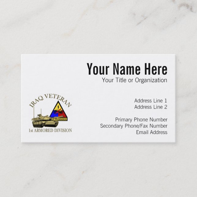 Iraq Vet - 1st AD Business Card (Front)