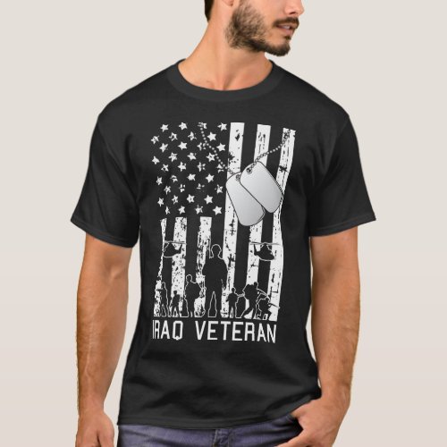 Iraq Veteran American Flag Dog Tag Military Army S T_Shirt