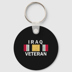 Iraq Veteran Iraq War Service Ribbon Distressed Te Keychain