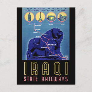 Iraq Vintage Travel Poster Restored Postcard