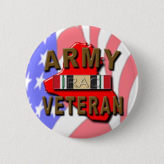 Iraq War Veteran Service Ribbon, ARMY Pinback Button (Front)