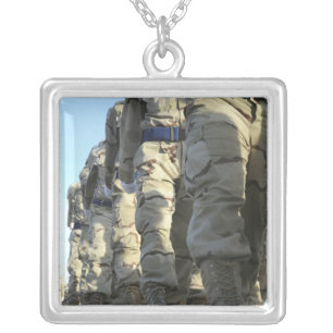Iraqi air force recruits march silver plated necklace