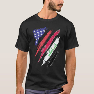 Iraqi American Patriot Grown Heart Flag Stripes T-Shirt