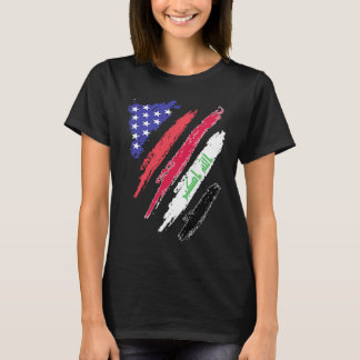 Iraqi American Patriot Grown Heart Flag Stripes T-Shirt