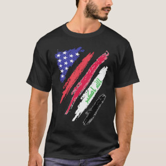 Iraqi American Patriot Grown Heart Flag Stripes T-Shirt
