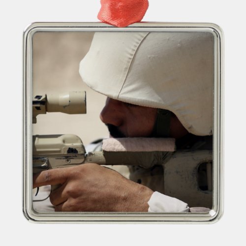 Iraqi Army Sergeant sights in down range Metal Ornament