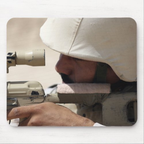 Iraqi Army Sergeant sights in down range Mouse Pad