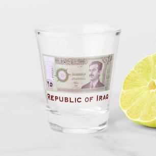 Iraqi Dinar with Saddam Hussein Shot Glass