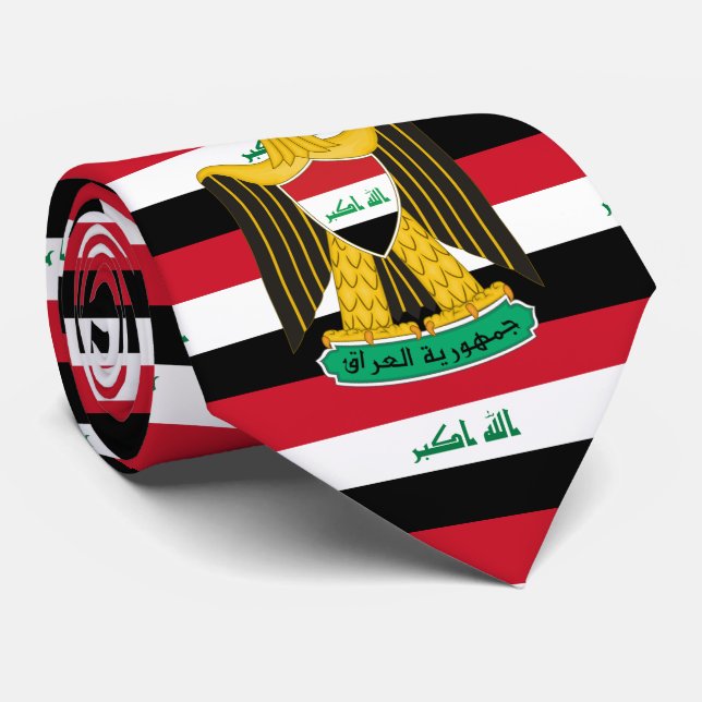 Iraqi Flag & Coat of Arms, Flag of Iraq Neck Tie (Rolled)