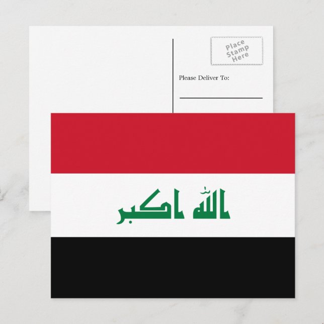 Iraqi Flag, Flag of Iraq Postcard (Front/Back)