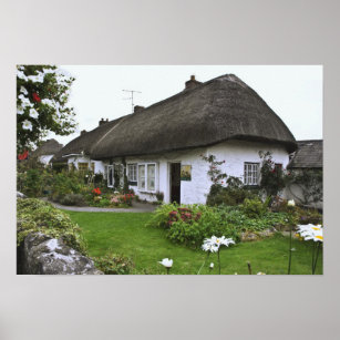 Ireland, Adare. Thatched-roof cottage Poster