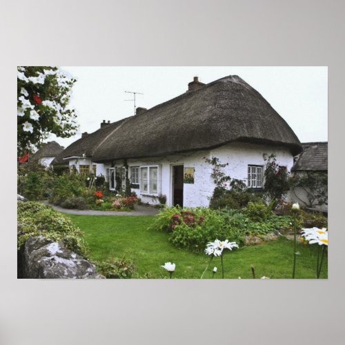 Ireland Adare Thatched_roof cottage Poster