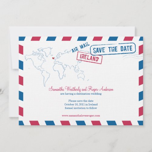 Ireland Air Mail Wedding Save The Date