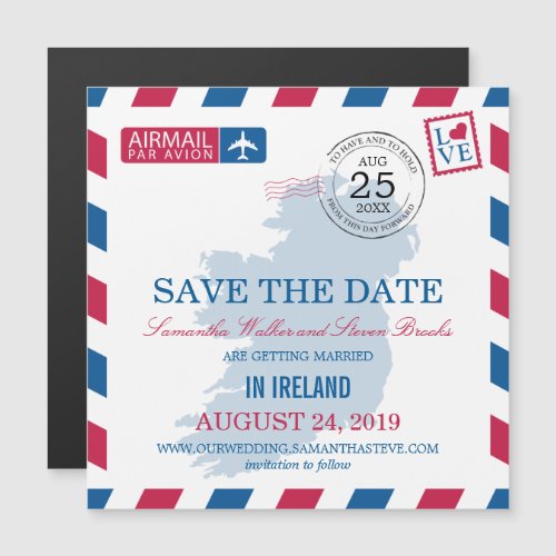 Ireland Airmail Save the Date Magnetic Invitation