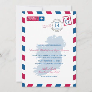 IRELAND Airmail Wedding Invitation