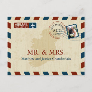Ireland Airmail   Wedding Thank You Postcard