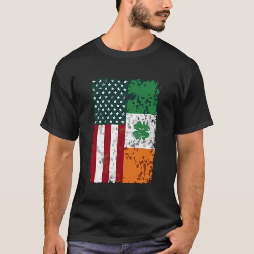 Ireland American Flag Dual Citizen Patriotic Distr T_Shirt