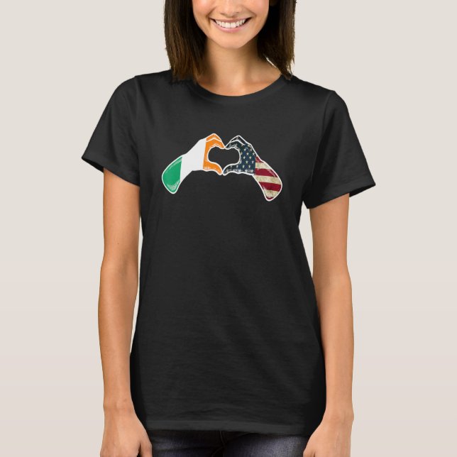 Ireland American USA Flag - USA Irish Heart T-Shirt (Front)