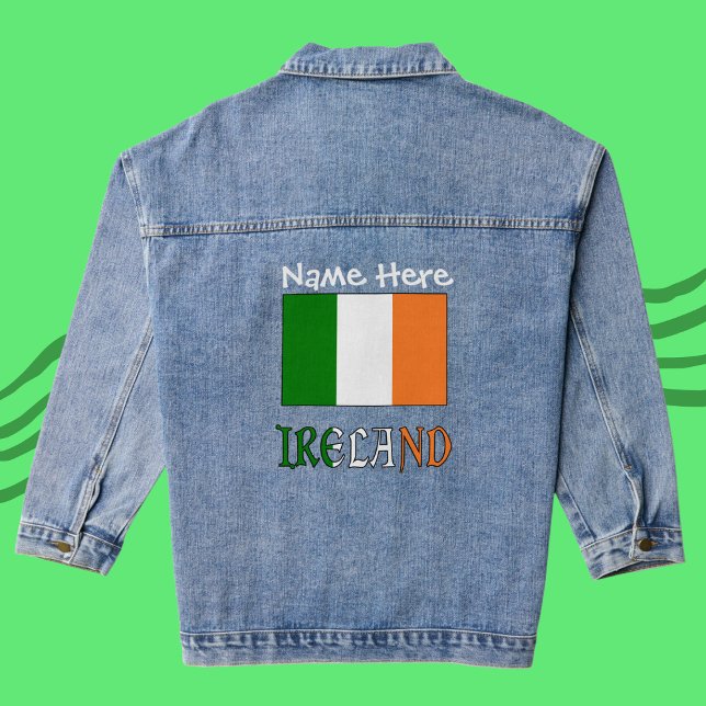 Ireland and Irish Flag Black Personalization Denim Jacket (Creator Uploaded)