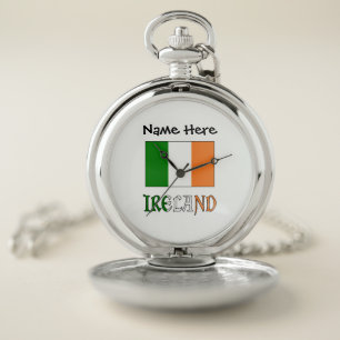 Ireland and Irish Flag Personalized  Pocket Watch