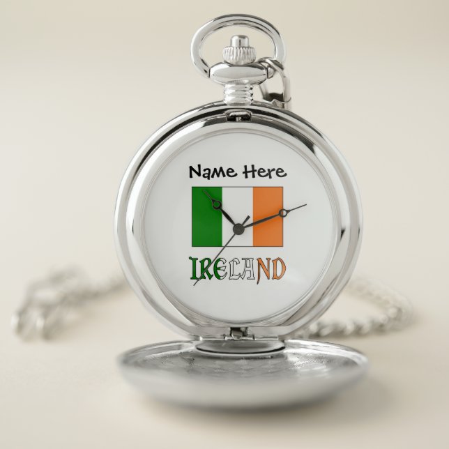 Ireland and Irish Flag Personalized  Pocket Watch (Inside)