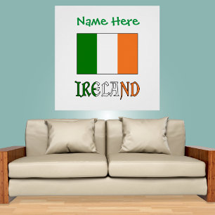 Ireland and Irish Flag with Green Personalization Poster