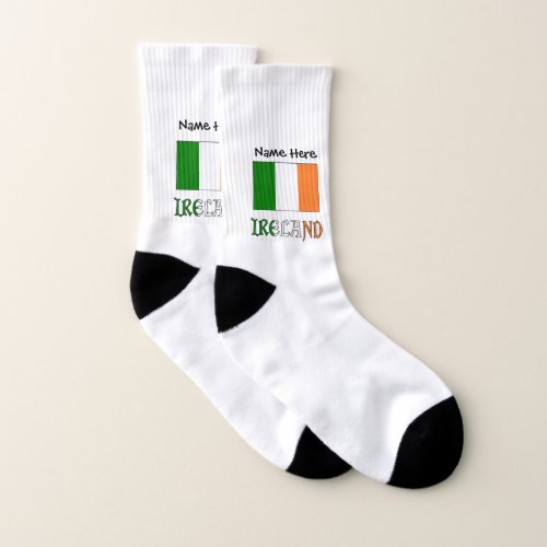 Ireland and Irish Flag with Your Name Socks