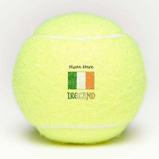 Ireland and Irish Flag with Your Name Tennis Balls (Front)