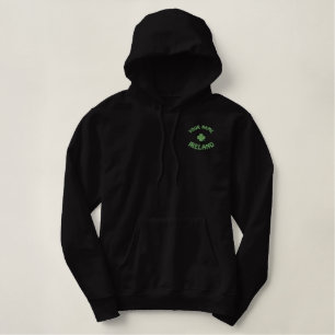 Ireland and Irish shamrock Embroidered Hoodie