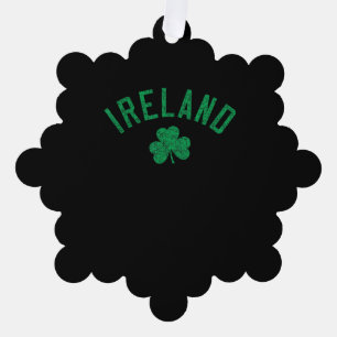 Ireland Arched Text Shamrock Distressed Green Prin Ornament Card