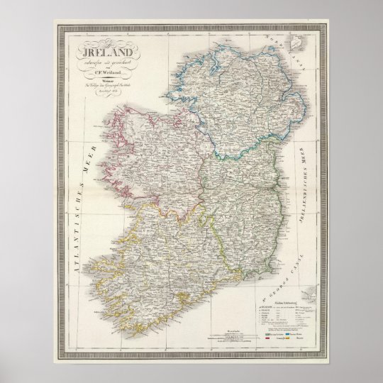 Ireland Atlas map Poster | Zazzle.com