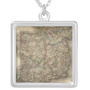 Ireland Atlas Map Silver Plated Necklace