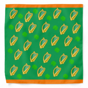 Ireland Bandana, Shamrock, Harp, Flag, Irish Bandana