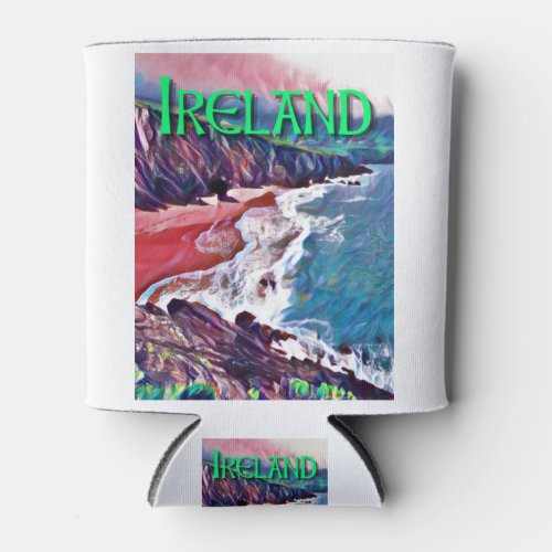 Ireland Beach Painting Can Cooler