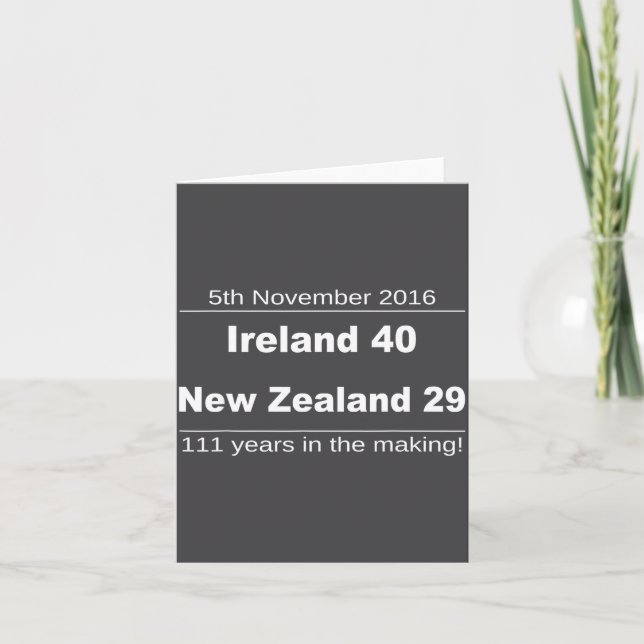 Ireland Beat New Zealand All Blacks - Irish Rugby  Card (Front)