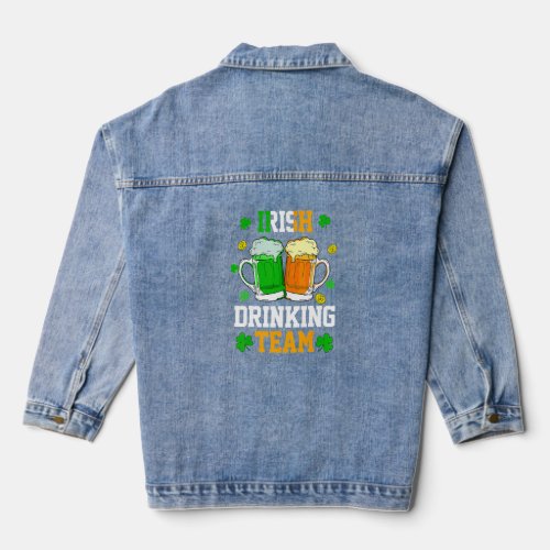 Ireland Beer Irish Drinking Team Shamrock St Patri Denim Jacket