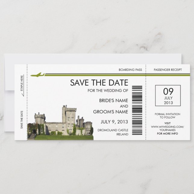 Ireland Boarding Pass Save the Date Invitations (Front)