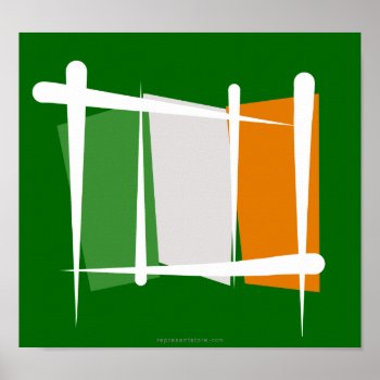 Ireland Brush Flag Poster by representshop at Zazzle