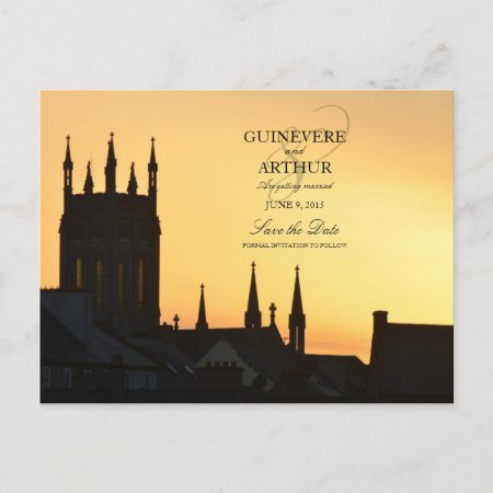 Ireland Castle Abbey Wedding Save The Date Announcement Postcard
