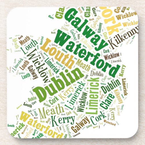 Ireland Cities Word Art Coaster