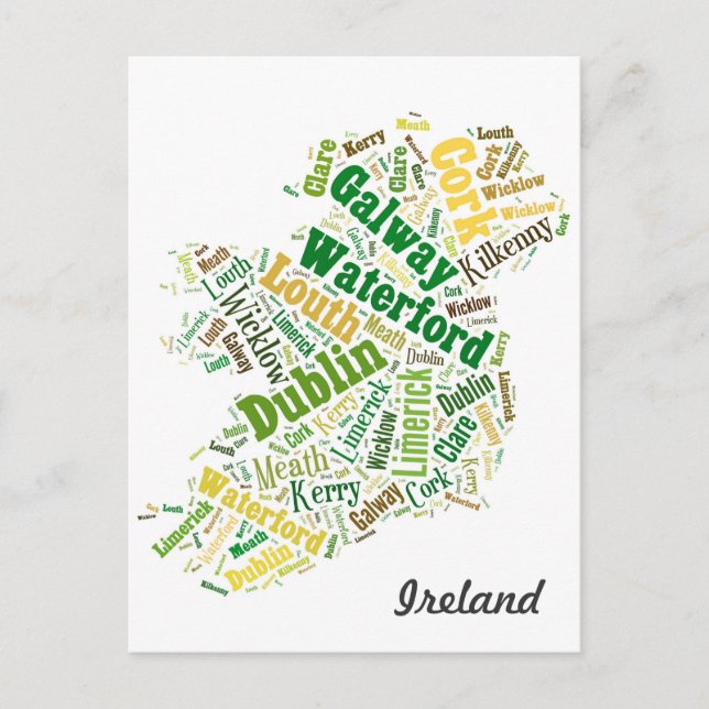 Ireland Cities Word Art Postcard (Front)